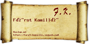 Fürst Kamilló névjegykártya